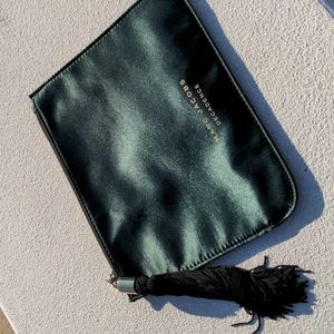 Marc Jacobs Hunter Green w/ Gold Text Satin Envelope Cosmetic Bag w/ Tas…